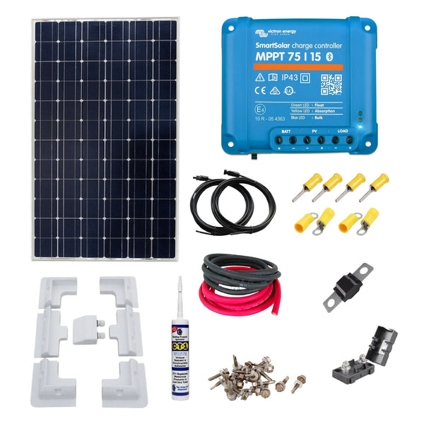 Victron 175 Watt Solar Panel & Victron Smart MPPT Charge Controller, Cable, Mounting & Gland. KIT11