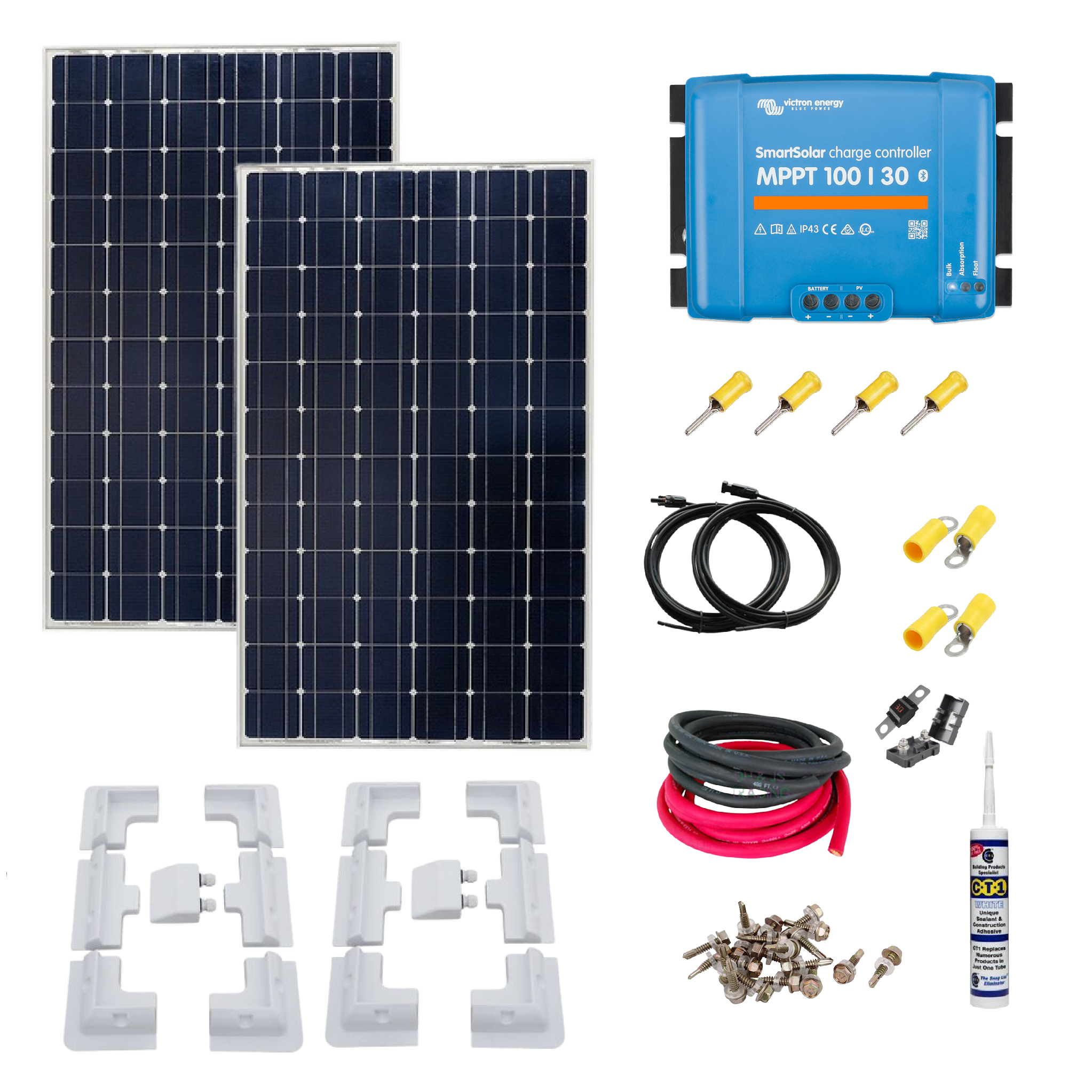 Victron 350W Mono Solar Panel Kit with SmartSolar MPPT 100/30, Solarcable  and Mounts – BMS Technologies LTD