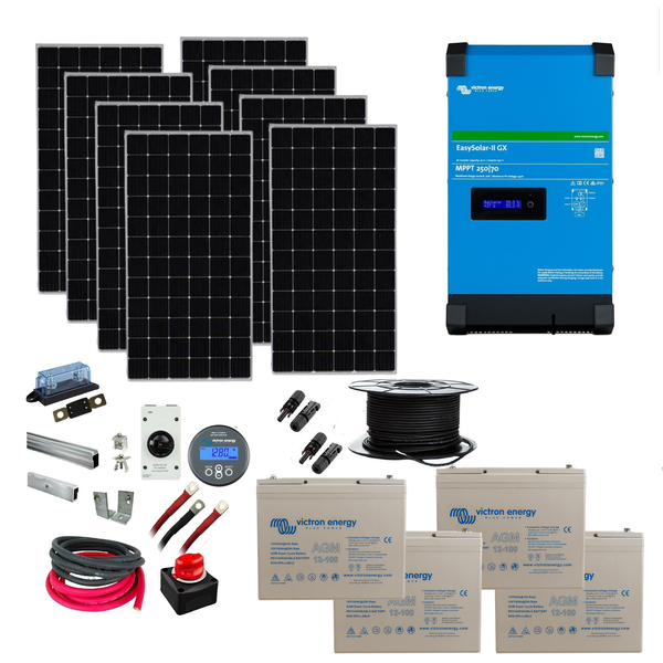 Victron EasySolar GX Shed Kit. 3.2kW Solar Power, 4.8 or 9.6kWh AGM Battery Storage & 5000VA Inverter/Charger. 48 Volt