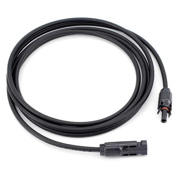 Solar cable with MC4 male and female connectors, UV-resistant and weatherproof for safe, efficient solar PV connections.