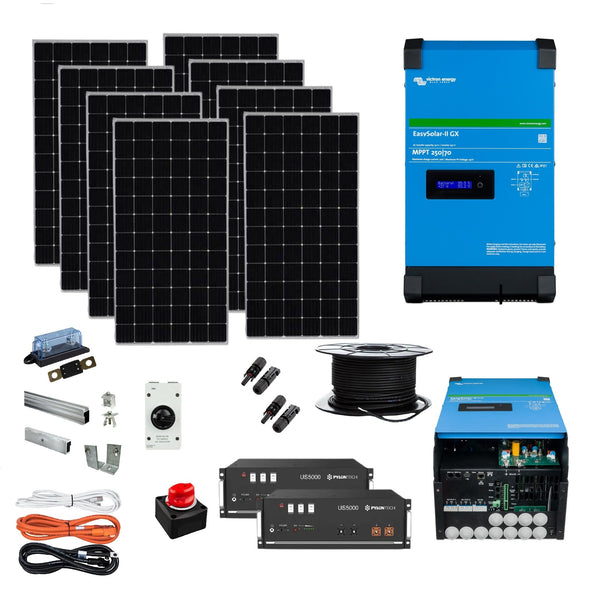 Victron EasySolar GX Lithium Kit. 4kW of Solar Power, 9.6kWh Battery Storage & 5000VA Inverter/Charger. 48 Volt. OG12