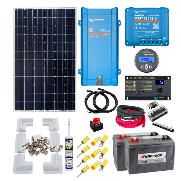 Victron Marine Kit. MultiPlus 800VA Inverter/charger,115 to 350 Watts of Solar Power, Mounting & Cable Gland. MA32