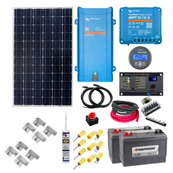 Victron Cabin Kit. Complete with 800VA Inverter charger. 115 to 350 Watts Solar Power, Mounting & Cable Gland. CA32