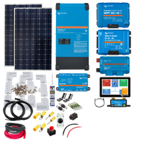 Callidus Trade KIT 36 - A collection of solar panel kit components including solar panels, inverter, batteries, cables, and other installation accessories.