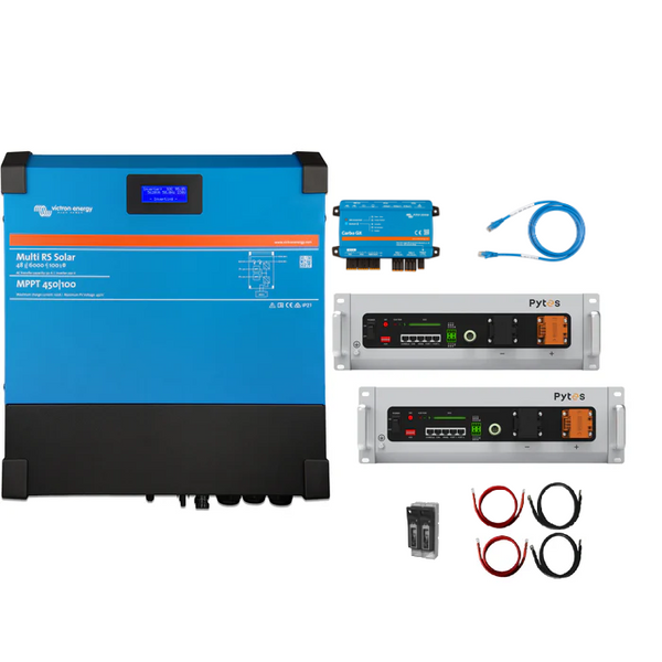 Victron Off-Grid Energy Storage Kit - 48V 6kVa 230V Inverter, 4kW MPPT Solar Charger & 10.24kWh Lithium Batteries. Can take upto 18 Solar Panels