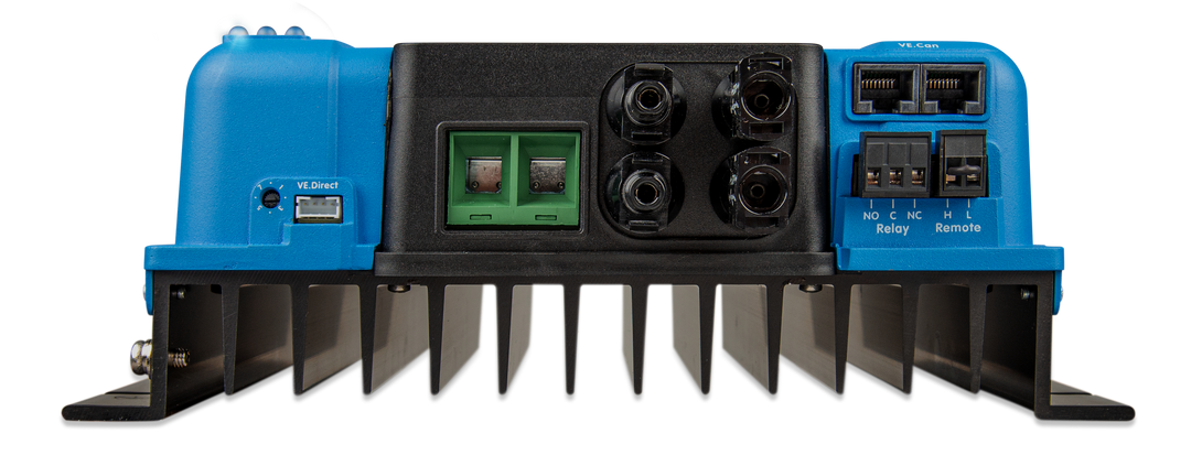 Victron SmartSolar MPPT 250/70-MC4 VE.Can front view showing dual MC4 connectors and VE.Can port.
