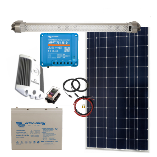 Stable & Barn Lighting Kit.  Solar Lighting Kit Premium Led with PIR & 100Ah AGM Super Cycle Battery