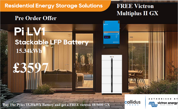 Pytes Pi LV 15.34kWh Lithium Battery Storage With Free Victron MultiPlus-II 5000VA GX Offer