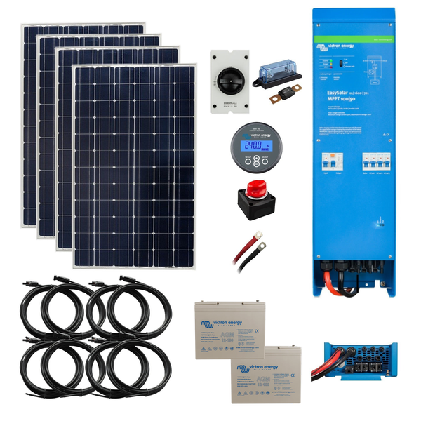 Victron EasySolar Stable & Barn Kit. Including 700 Watts of Solar Power, 2.4 or 4.8kWh AGM Super Cycle Battery Storage & 1600kVA Inverter/Charger Power 12 Volt