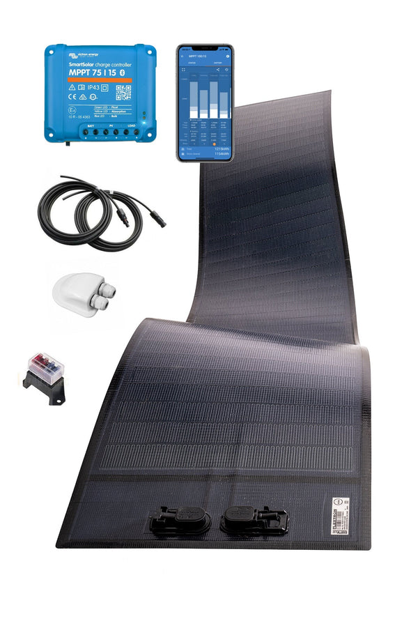 Low Light Film Peel N Stick - UK Made CalliFlex Fully Flexible Solar kits with Victron Smart 75/15 MPPT Solar Charge Controller