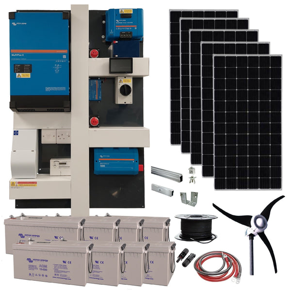 Callidus Complete Off-grid kit. Solar Power and Wind Turbine with Pre-Built Victron 10kva board, which is plug and play. OG23