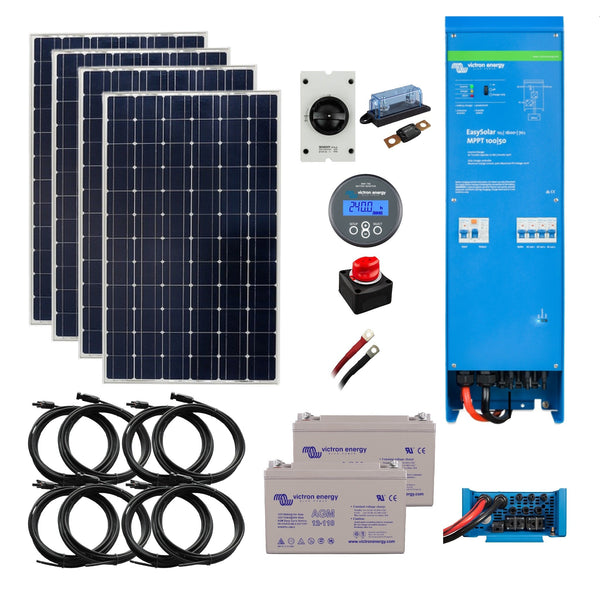 Victron EasySolar Small Office Kit. 700 Watts of Solar Power, 2.6 or 5.2kWh AGM Battery Storage & 1600kVA Inverter/Charger Power 12 Volt
