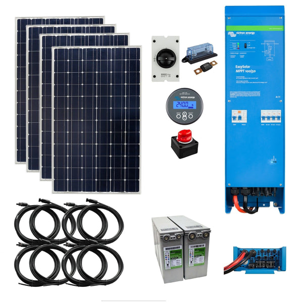 Victron EasySolar Small Office Kit. 700 Watts of Solar Power, 4.6 or 9.2kWh Nano Carbon Battery Storage & 1600VA Inverter/Charger Power 24 Volt