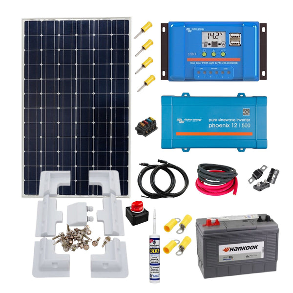 Victron Stable & Barn Kit. 175 Watt Solar Panel, PWM Solar Controller, Phoenix Inverter, Cable, Mounting, Gland, 100Ah Battery. SB15