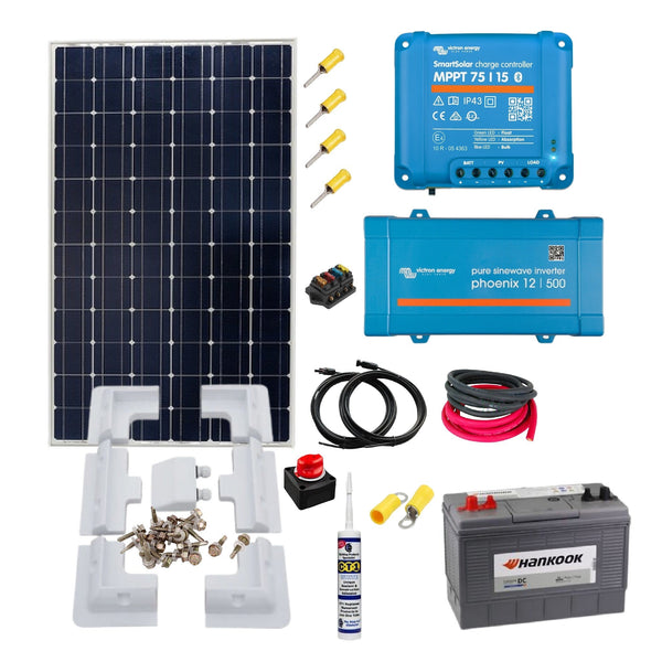 Victron Stable & Barn Kit. 175 Watt Solar Panel, Smart MPPT, Phoenix Inverter, Cable, Mounting, Cable Gland & 100 Ah battery. SB18