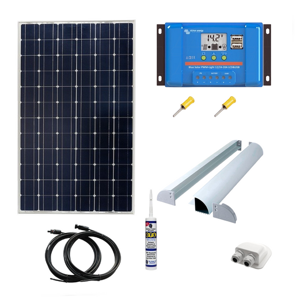 Victron 115 Watt Solar Panel with Low Profile Aero Mounts Victron PWM-LCD & USB Solar Controller. KIT26