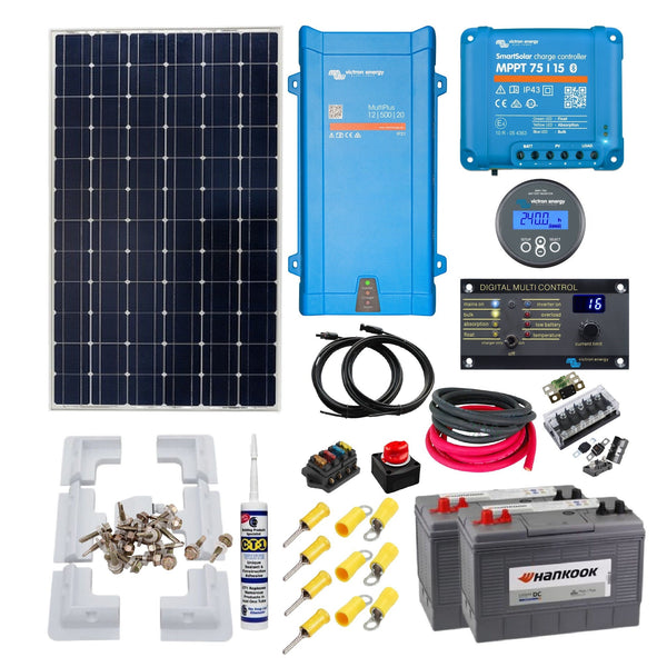 Victron Cabin Kit. Complete kit with MultiPlus 1200VA Inverter, with 115 to 350 Watts of Solar Power, Mounting & Cable Gland. CA33