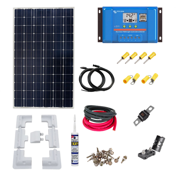 Victron 115 Watt solar panel kit Inc ABS Solar Brackets with Victron PWM Solar Charge Controller. KIT8