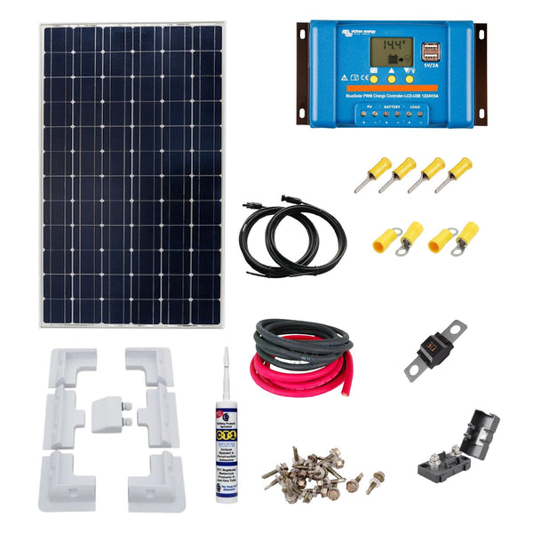 Victron 115 Watt Solar Panel, Solar Brackets with Cable Gland, Solar Cable and MC4 Connectors. MA8